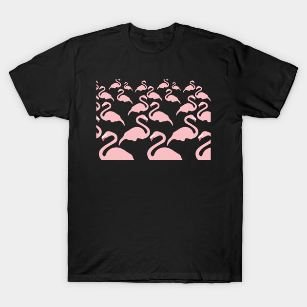 Light Pink Flamingo Tropical Bird Pattern T-Shirt by sigdesign